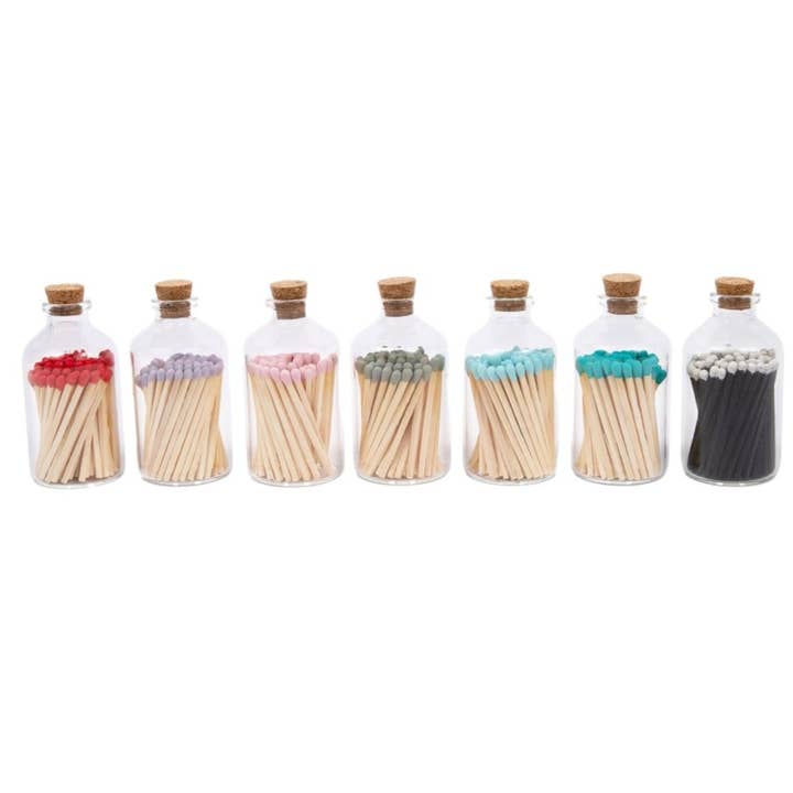 Giften Market - Wholesale Matches - Colorful Apothecary Glass Jar of Matches (7 Color Options)