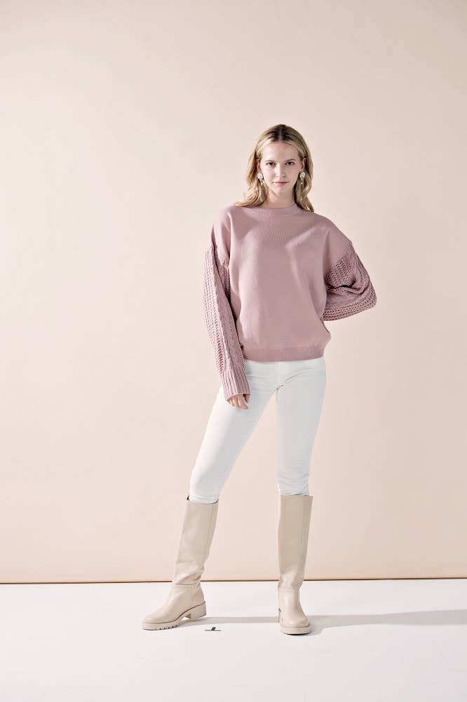 noflik – wholesale Knitted jumper – Women′s – INT1031 Cable Slve Sweater- 6pcs Pack $5.75/unit (72%OFF)4