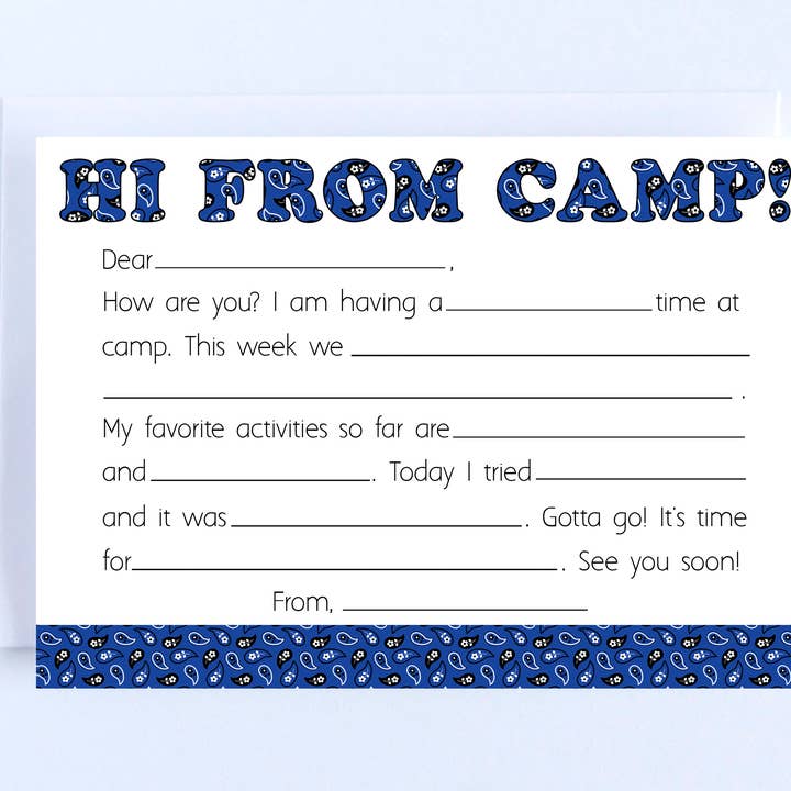 Camp Cards: Bandana Fill In - Boxed Set of 10 for wholesale by The Cornerstone Studio