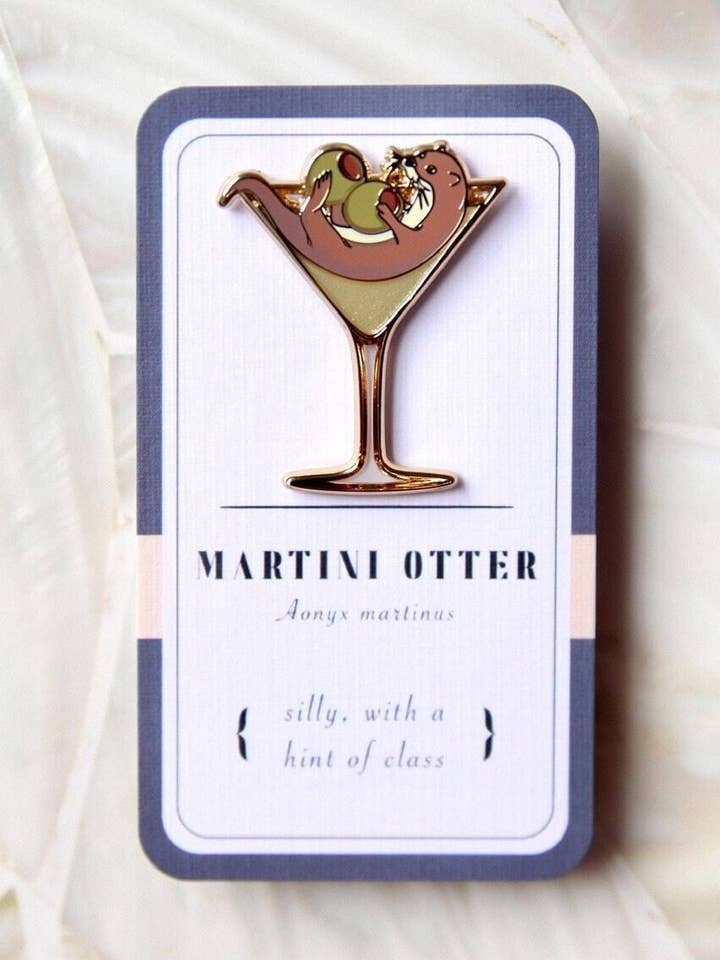 Martini Otter Enamel Pin for wholesale by The High-End Collective