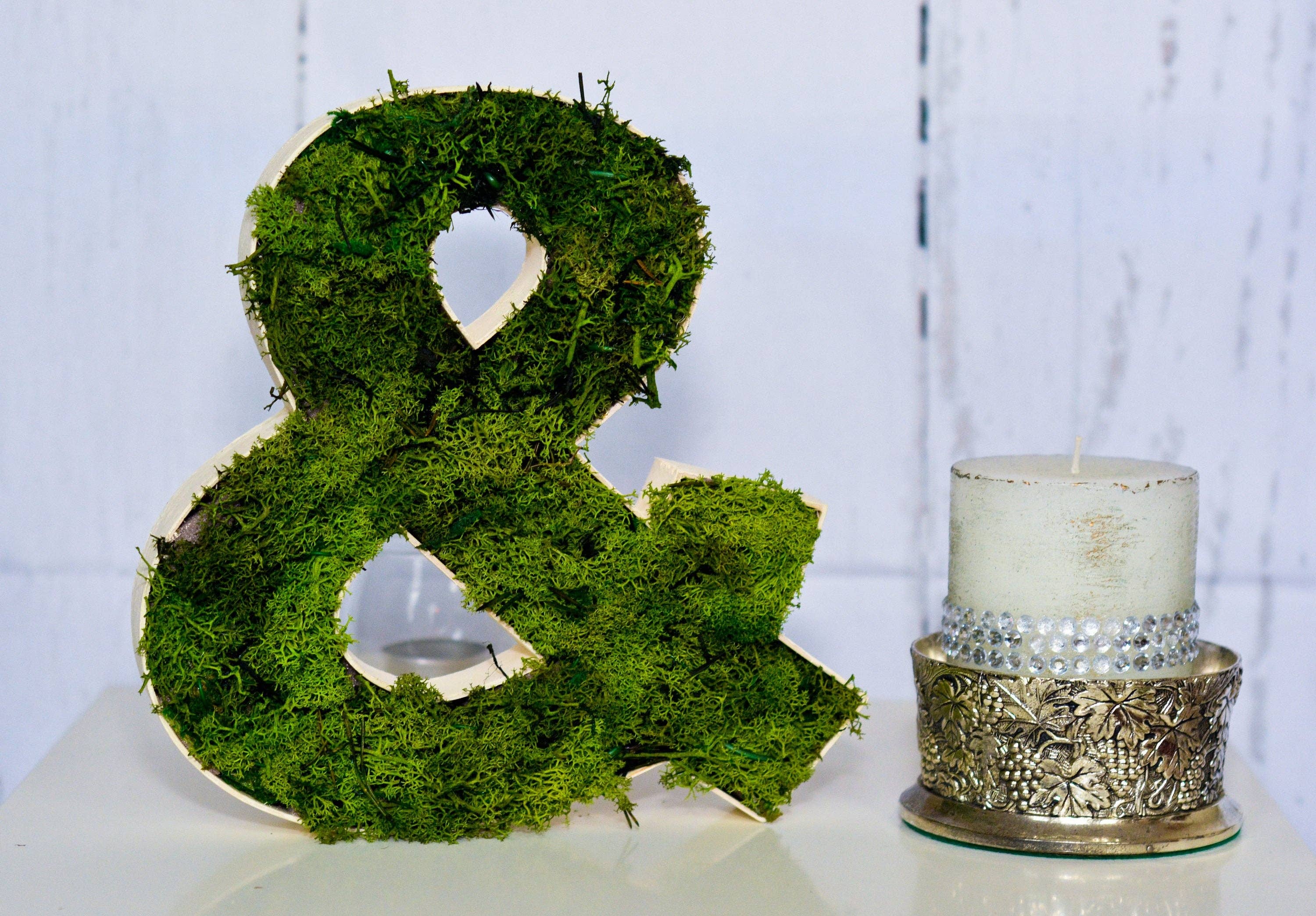 Rishstudio - Wholesale Decorative tabletop object - Moss Letters, Custom Moss Letters, Personalised wedding Letters, Moss Art, Moss Logo,Wedding letters,wooden Letters,Christmas Gifts for her,4