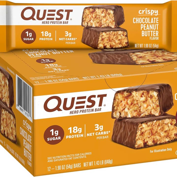 Quest Protein Bar CRISPY Choco Peanut Butter 1.90oz 12 count for wholesale by Snacky Candy