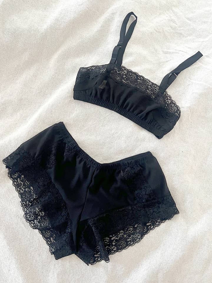 Clare Bare - Wholesale Underwear - Women's - Finisterre Tap Short in Black Silk Chiffon2