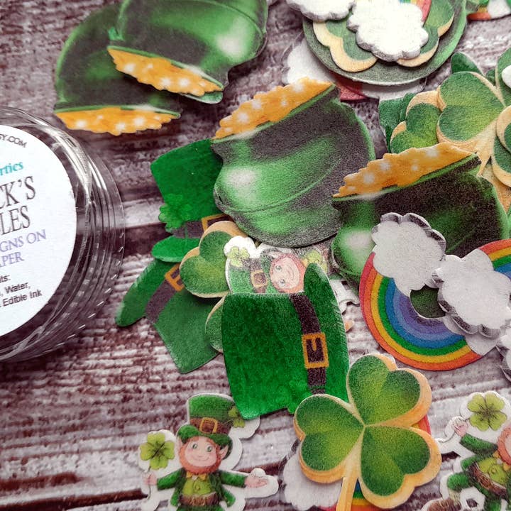 Homespun Parties - Wholesale Cake Decorating Kit - Mini St Patrick's Day Wafer Paper Edible Cake Decorations