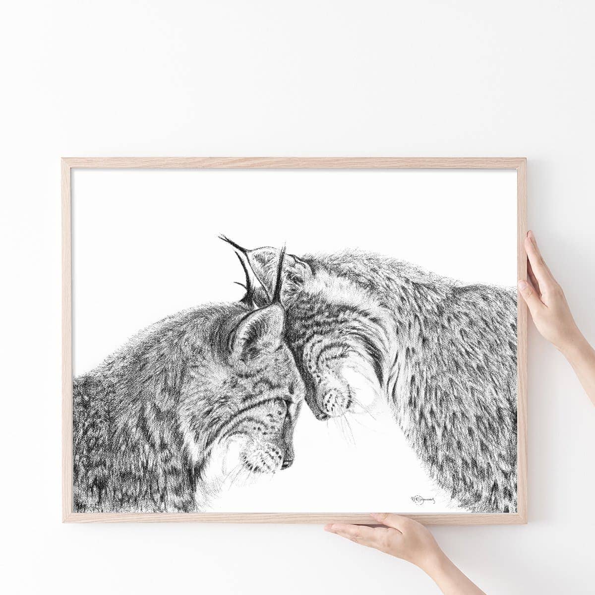 LE NID atelier – wholesale Art print – Lynx in love illustration - "Social Animal" Collection3