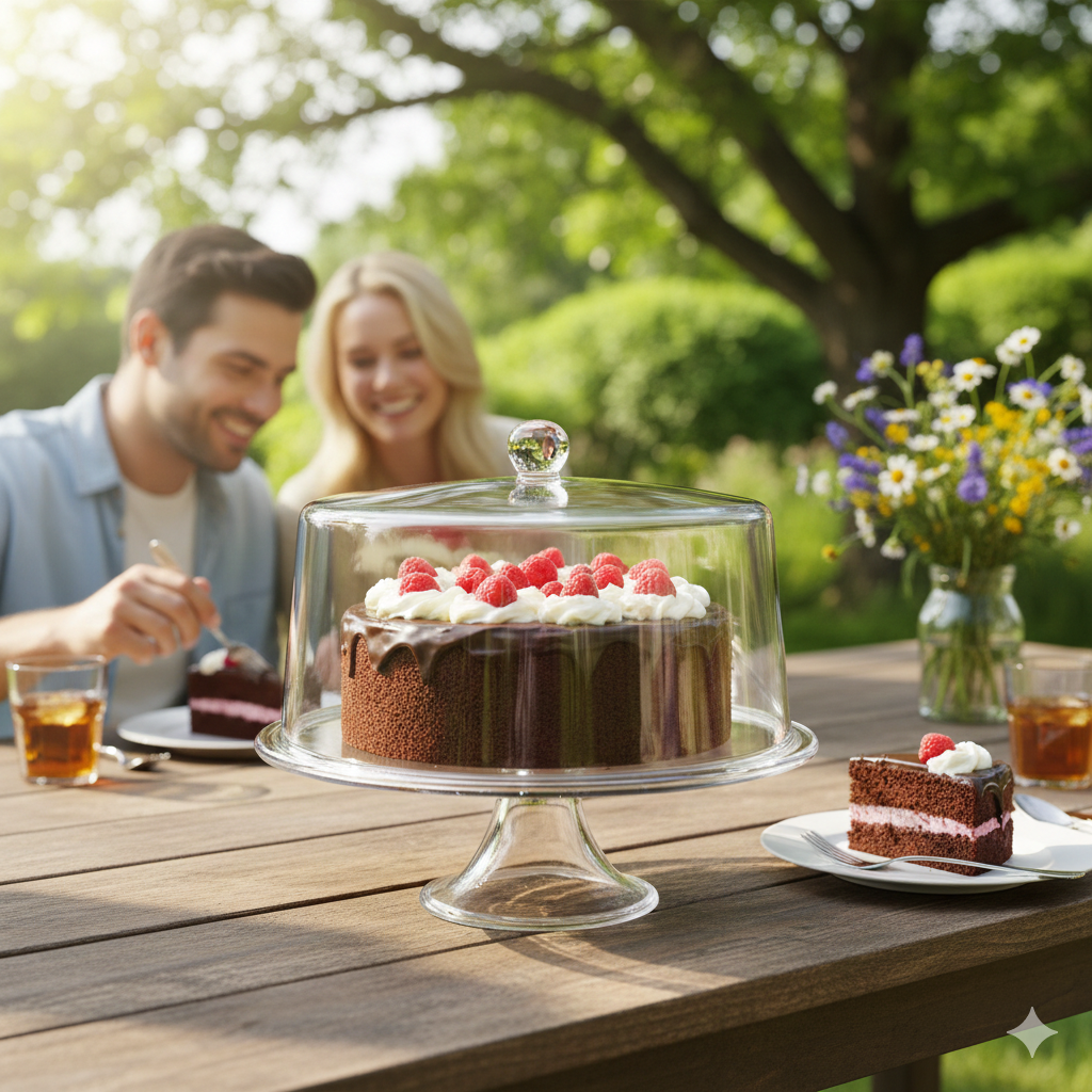 AULICA - Wholesale Cake Stand - Pedestal cake stand with straight dome 33.5x33.5x27cm1