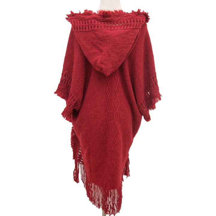 ACCITY - Wholesale Poncho - Women's - WOMEN PONCHO SWEATER COZY CAPE WITH HOOD_CWASC0114