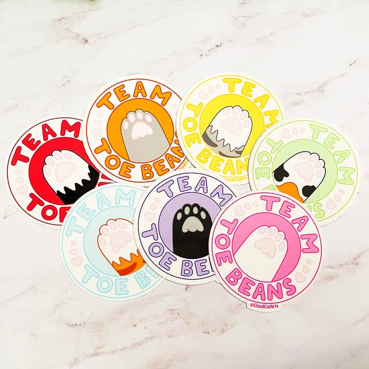 Cloud Cat Arts - Wholesale Sticker - Team Toe Beans - Cat Paw - Vinyl Sticker, weather resistant9