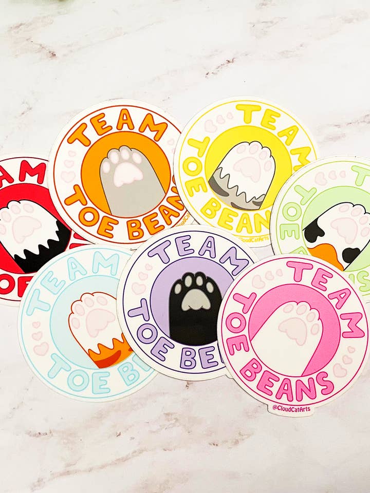 Team Toe Beans - Cat Paw - Vinyl Sticker, weather resistant for wholesale by Cloud Cat Arts