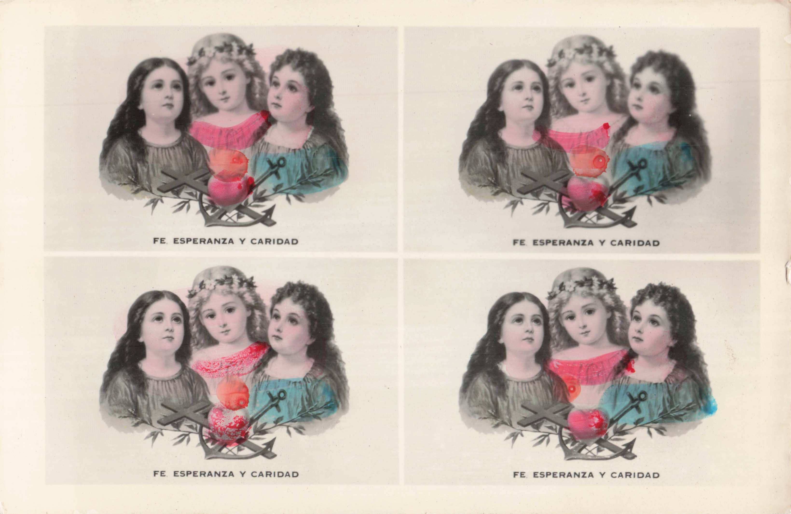 Tesoros Trading Company - Wholesale Religious Card -  Religious Hand-Tinted Card, Fe, Esperanza y Caridad, PSC230