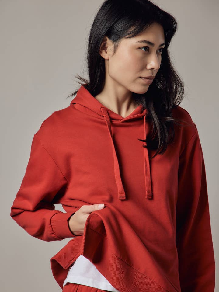Ecru Hooded Sweatshirt with Side Slits for wholesale on Faire18