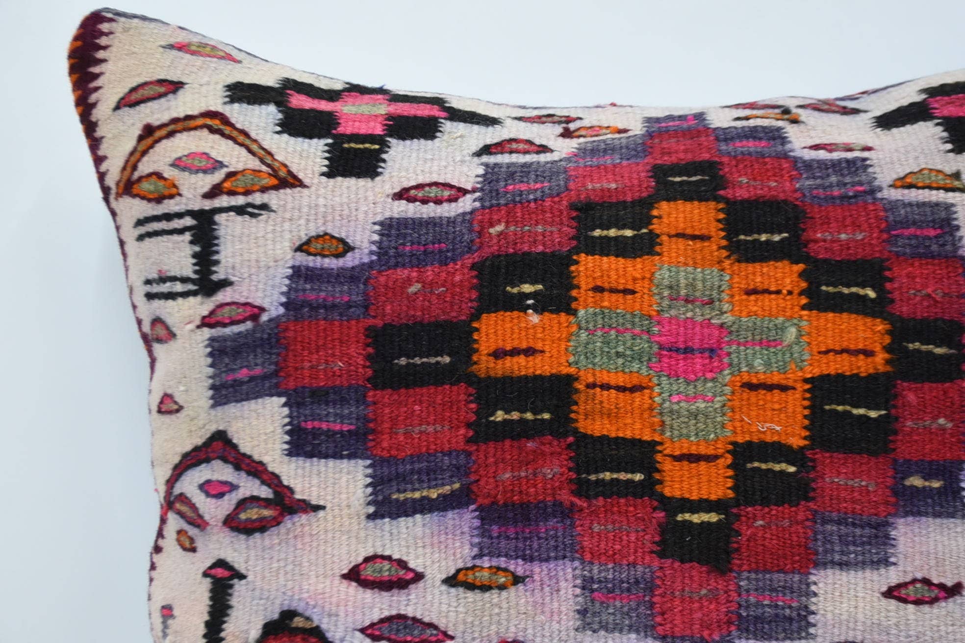 The Loom Wholesale - Wholesale Sierkussensloop - Multicolor Kilim Boheemse Kussen, 28x28 inch Wol1