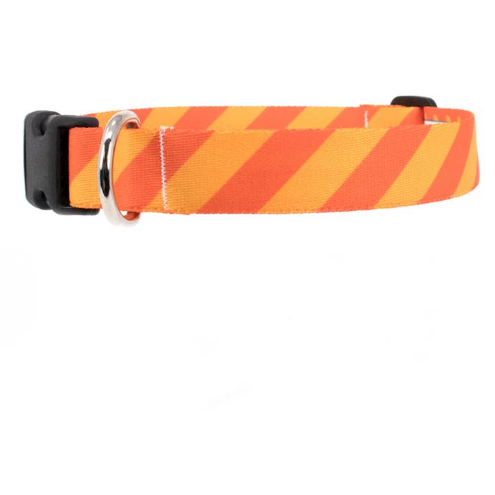 Orange Stripes Dog Collar - Made in USA for wholesale by Buttonsmith