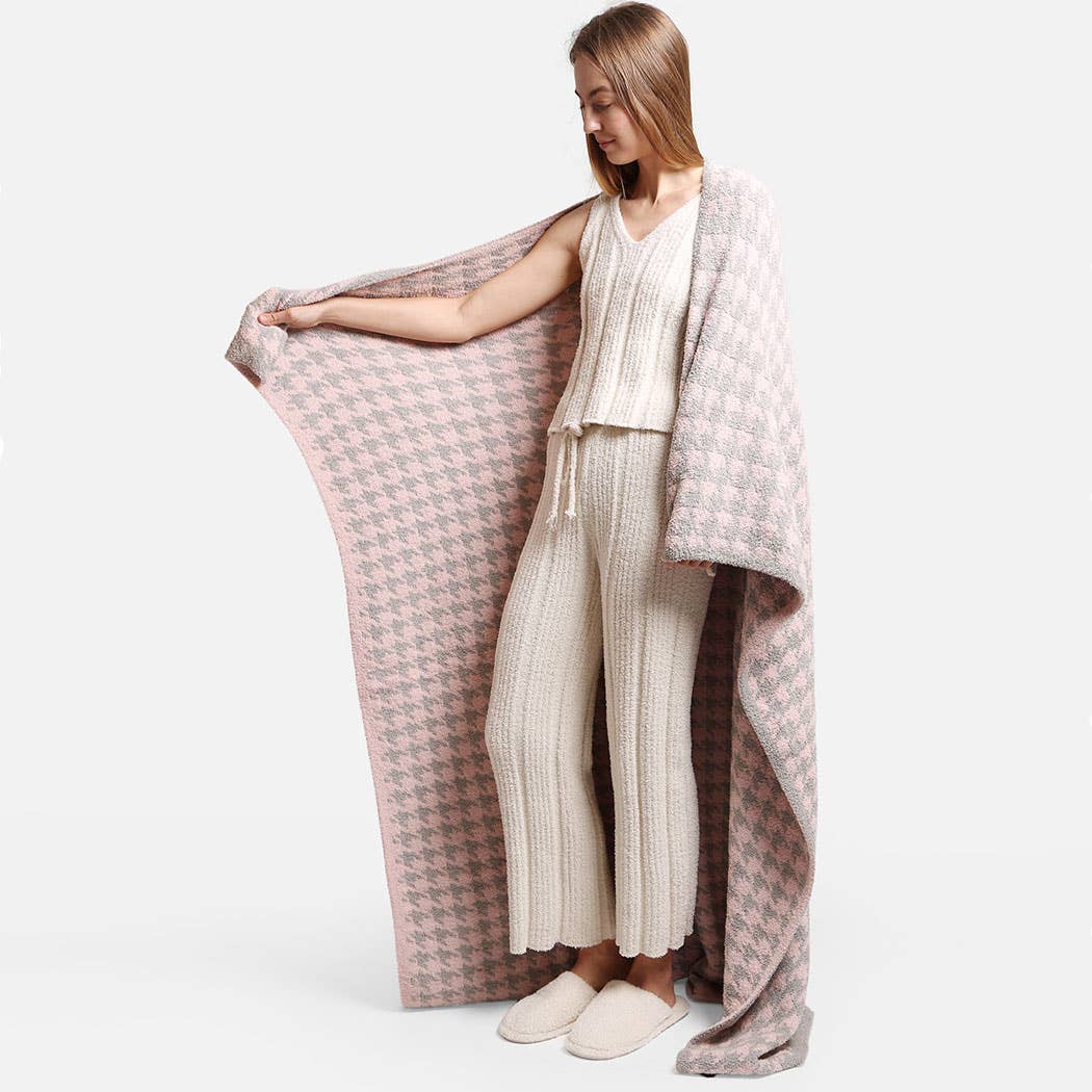 Fashion City - Wholesale Throw Blanket - Houndstooth Pattern Luxury Soft Throw Blanket10