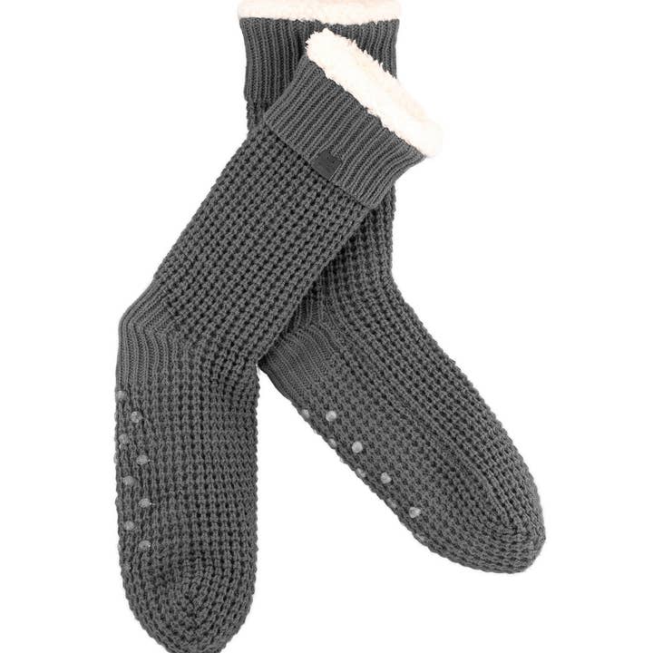 CHAUSSETTES PANTOUFLES À RAYURES GRIS FONCÉ 2015-20-13 pour la vente par BICKLEY + MITCHELL AMSTERDAM
