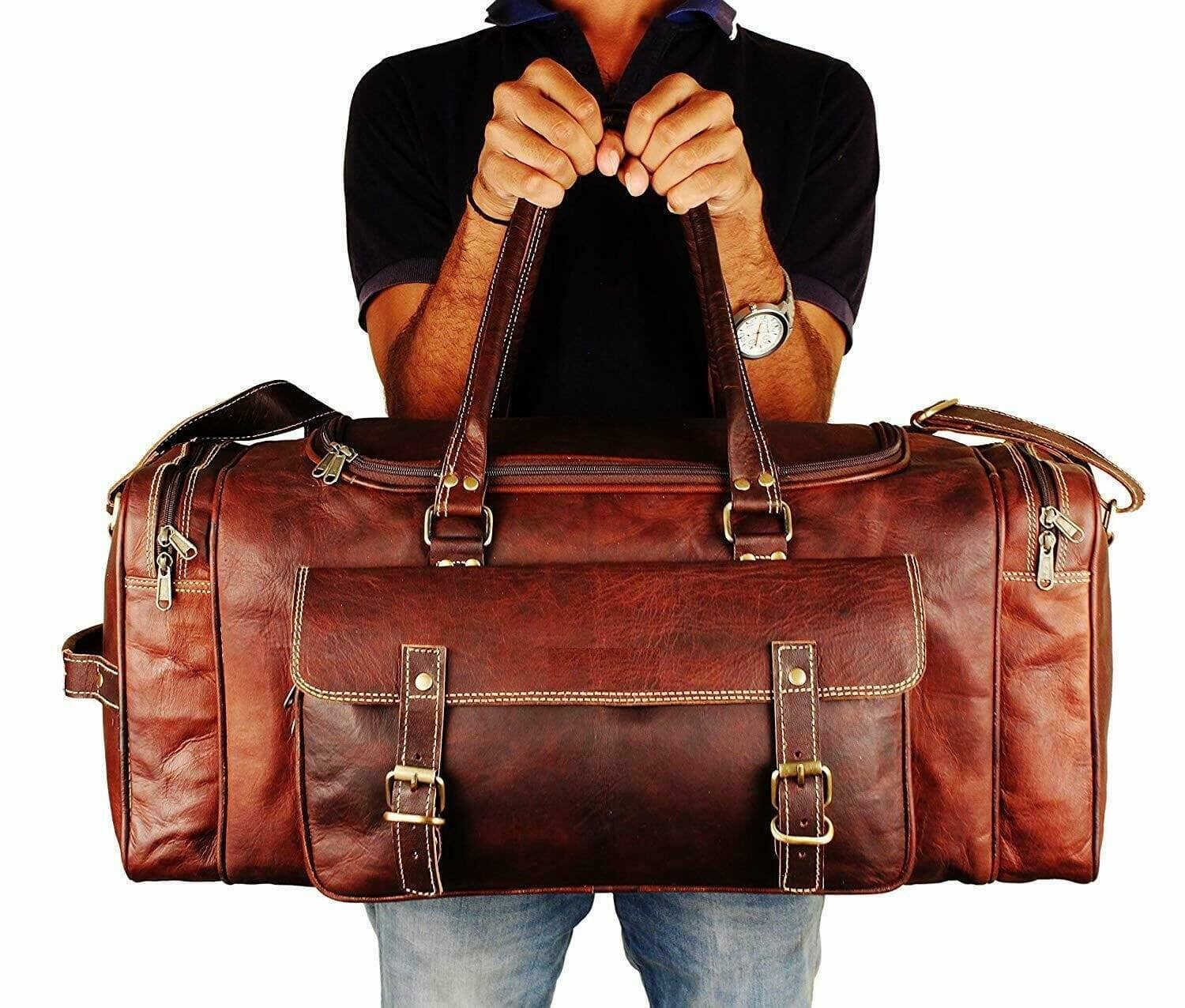 Classy Leather Bags - Wholesale Weekender Bag - Men's - Traveler Weekender Duffle Bag + FREE Toiletry Bag1