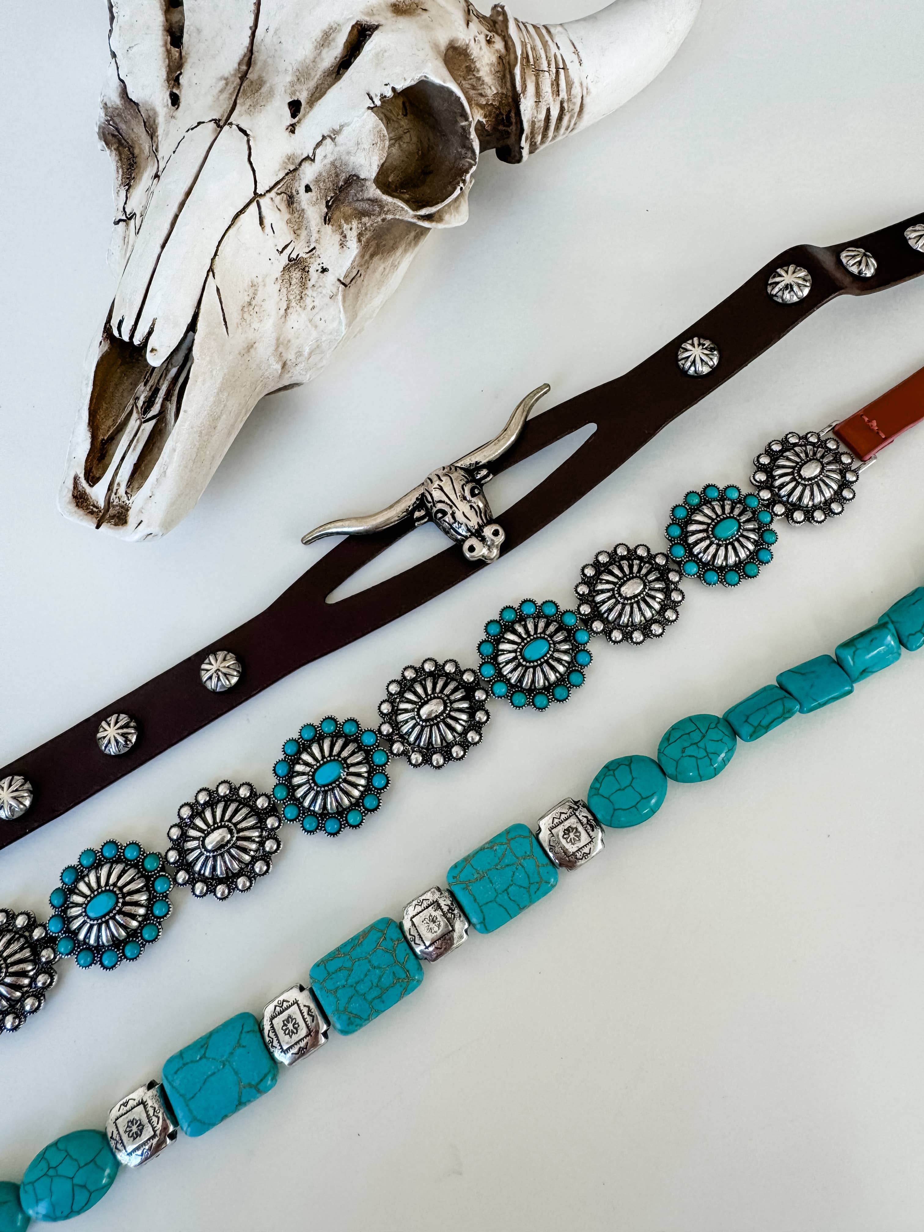 Boho Ranch Shop - Wholesale Hat Accessory - Women's - Western Hat Band - Concho, stone, longhorn steer4