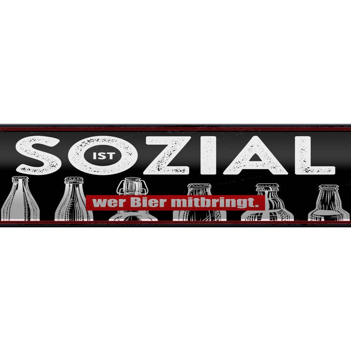 Insegna in metallo 46x10cm Sociale è chi porta birra nera per la vendita all'ingrosso da parte di Femer