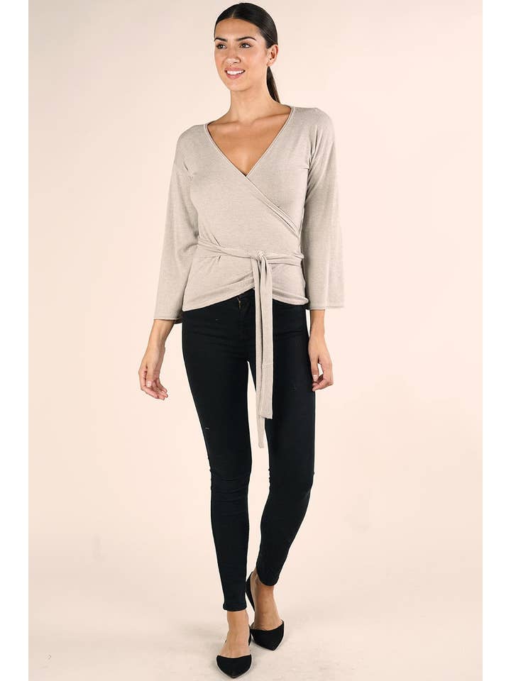 Lovestitch - Vente Pull en maille – femme - Pull à manches évasées Dressy Wrap4