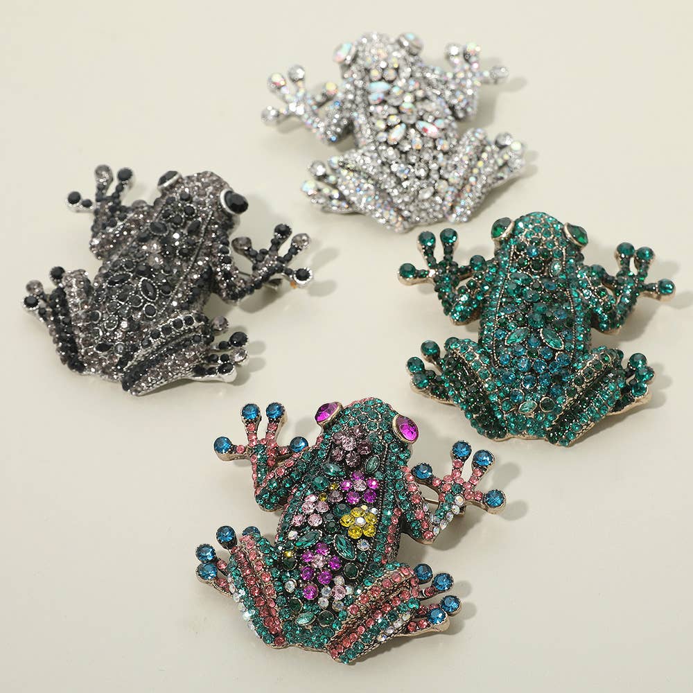 Sensibling Corp. - Wholesale Brooch - Rhinestone Embellished Frog Pin Brooch0