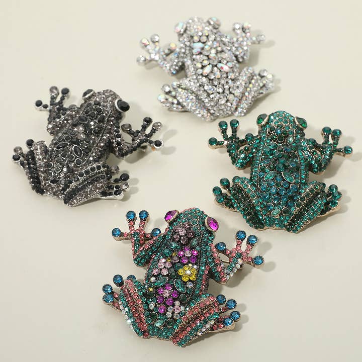 Sensibling Corp. - Wholesale Brooch - Rhinestone Embellished Frog Pin Brooch