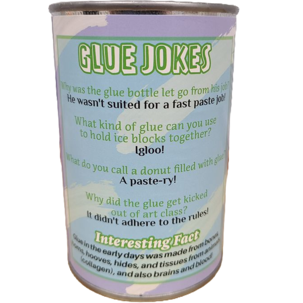 Canned Gifts – wholesale Gag gift/novelty gift – Canned Glue Bottle Teacher School Gift in Can w/Funny Jokes1