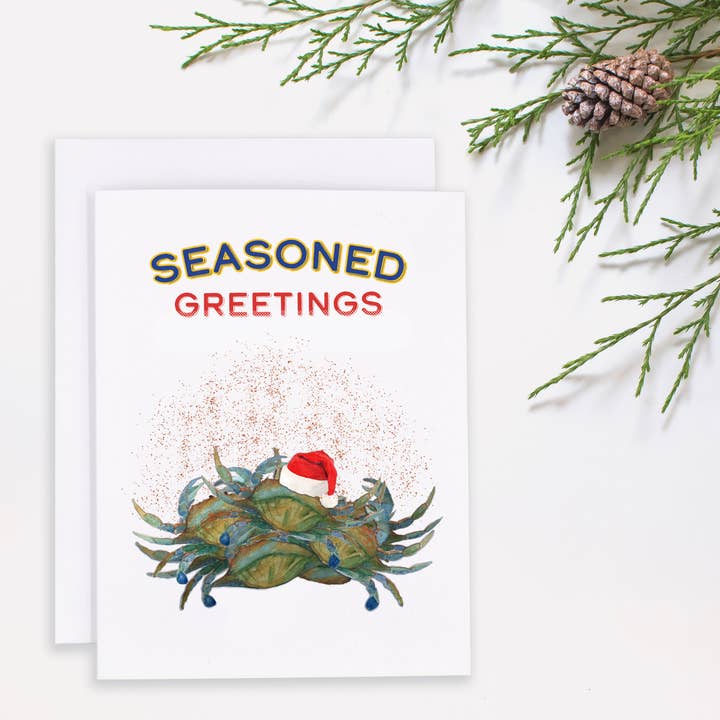 Carte de Noël Seasoned Greetings sur le thème du Maryland pour la vente par Rachel Alvarez Art