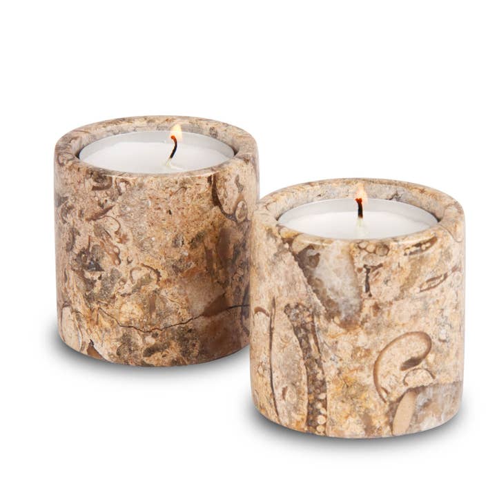 Portavelas cilíndricos de 2" para velas de té para venta al por mayor de British Fossils