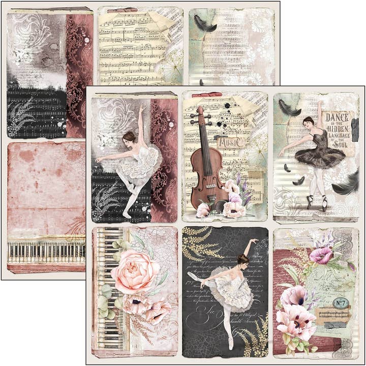 Ecstasy Crafts Distributing - Wholesale Scrapbook - Ciao Bella Cygne Noir Paper Pad 12x12 12/Pkg24