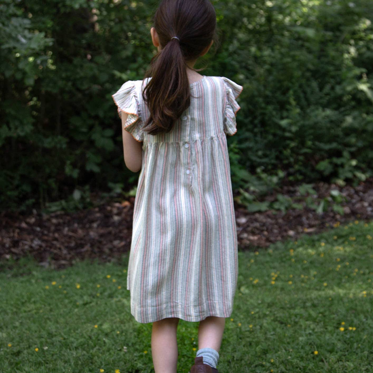 Beet World - Wholesale Dress - Kids - Girls’ Flutter Sleeve Hannah Dress | Mint Green Stripe4