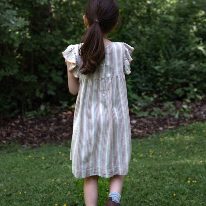 Beet World - Wholesale Dress - Kids - Girls’ Flutter Sleeve Hannah Dress | Mint Green Stripe4