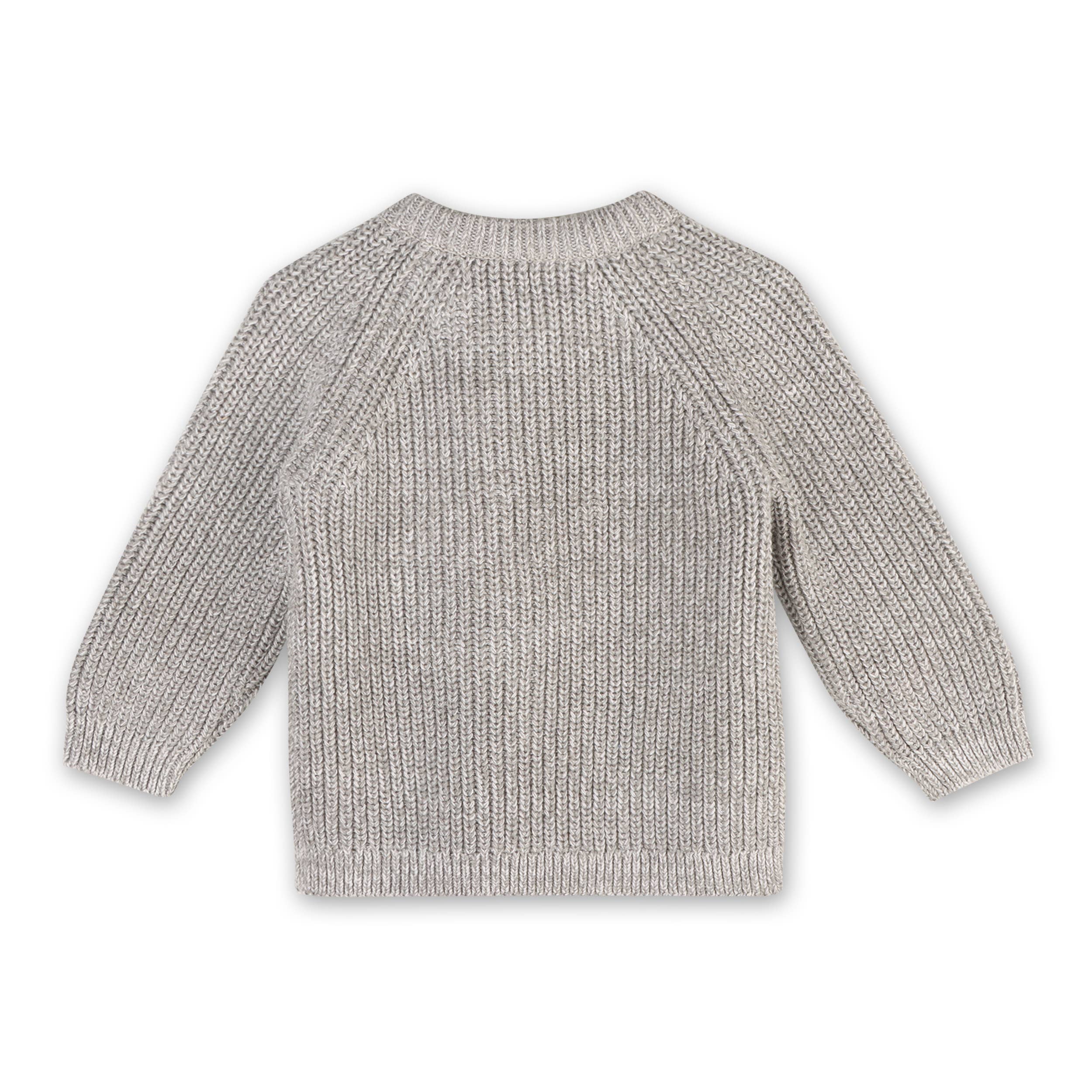 Heather Grey Dream Big Embroidered Chunky Knit Baby Sweater (Organic) for wholesale on Faire1