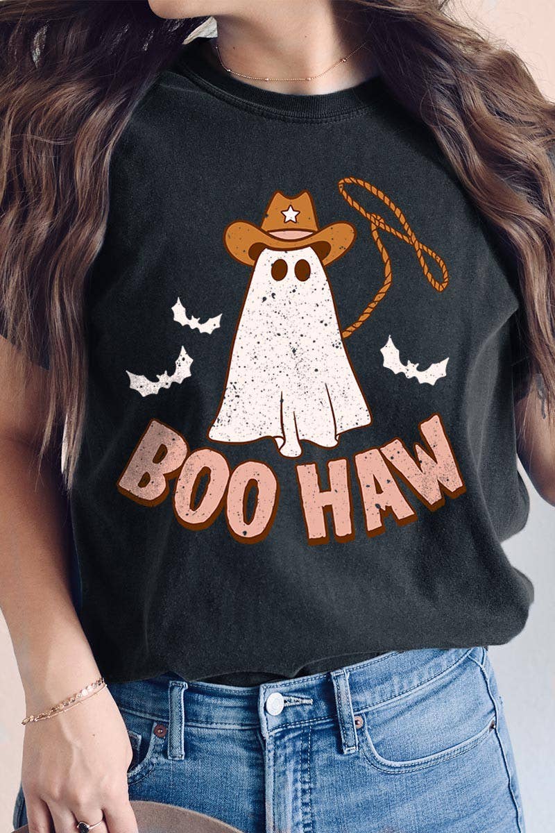 Pink Irene Wholesale - Wholesale Screen Printed T-Shirt - Women's - WESTERN HALLOWEEN GARMENT DYED GRAPHIC TEE5