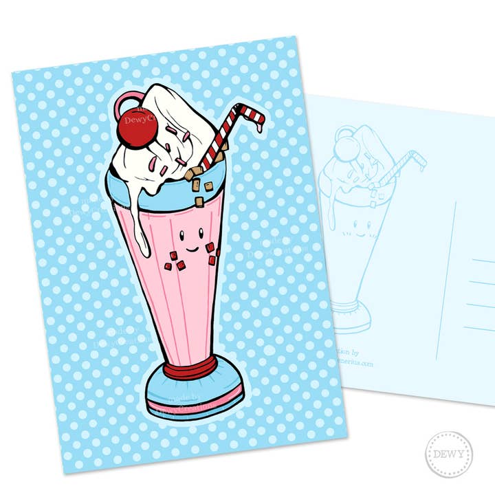 A6 Postkort Kawaii mad - Milkshake for engroshandel hos DewyCreations