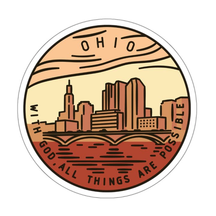 Ohio State Vinyl Sticker - Circle for wholesale by Needful Things