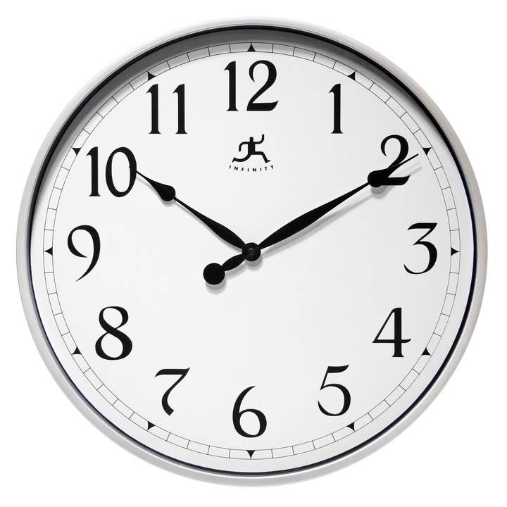 Office Round Silver Office Wall Clock 18 Inch for wholesale by Infinity Instruments