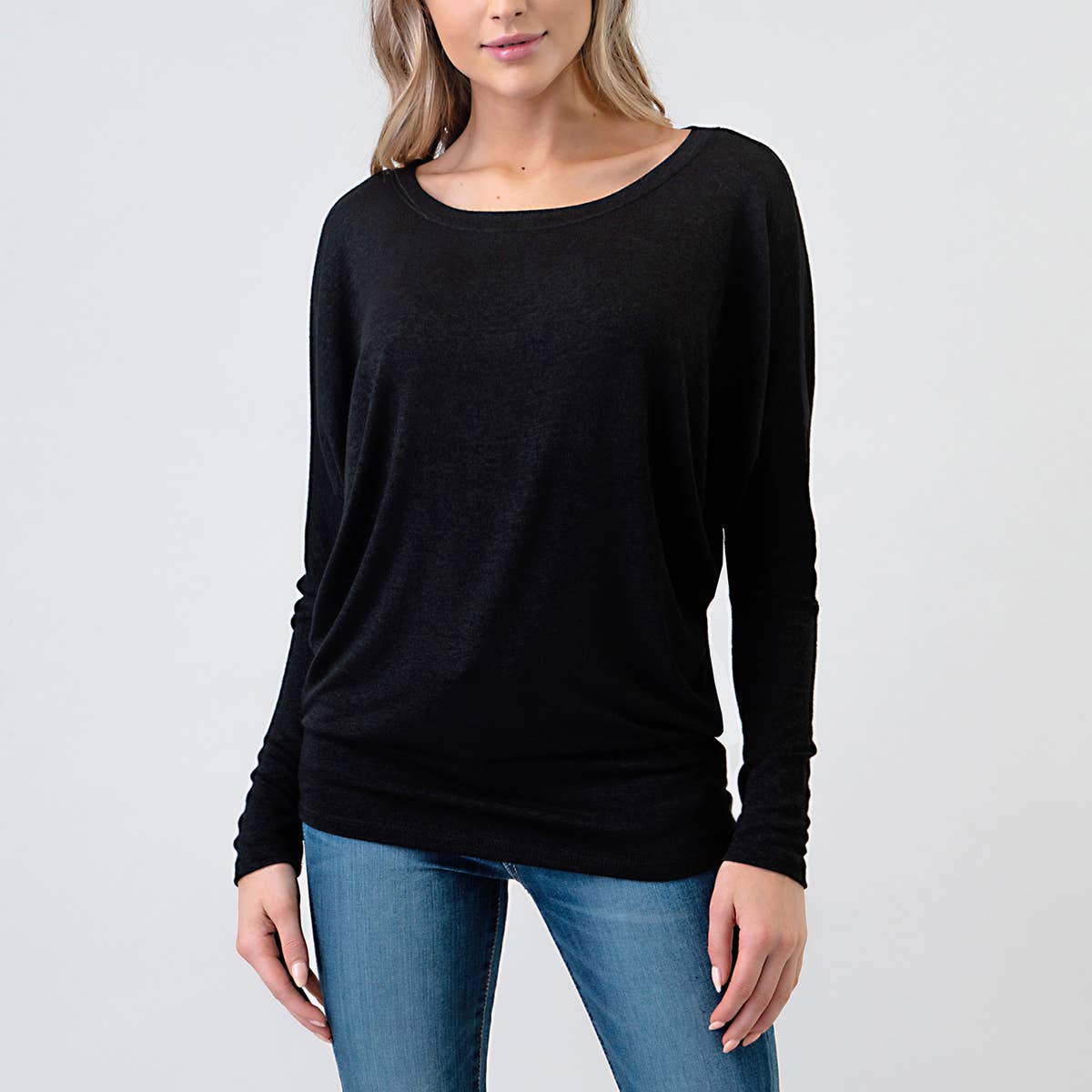 Heimious - Vente Haut en maille – femme - Haut en tricot Hacci à manches longues et col rond à manches Dolman, 270151