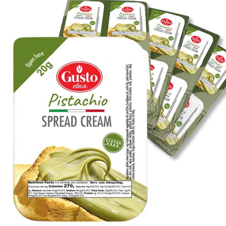 FREE SAMPLE! Gusto Etna, Pistachio Cream Cups, 4 Cups x 20g for wholesale by Wholesale Italian Food