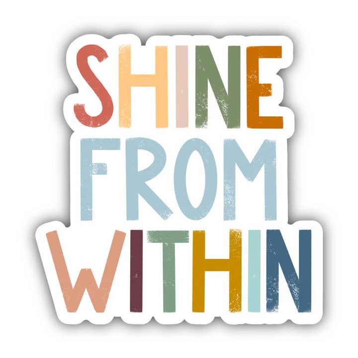 Shine From Within Positivity Lettering Sticker for wholesale by Big Moods