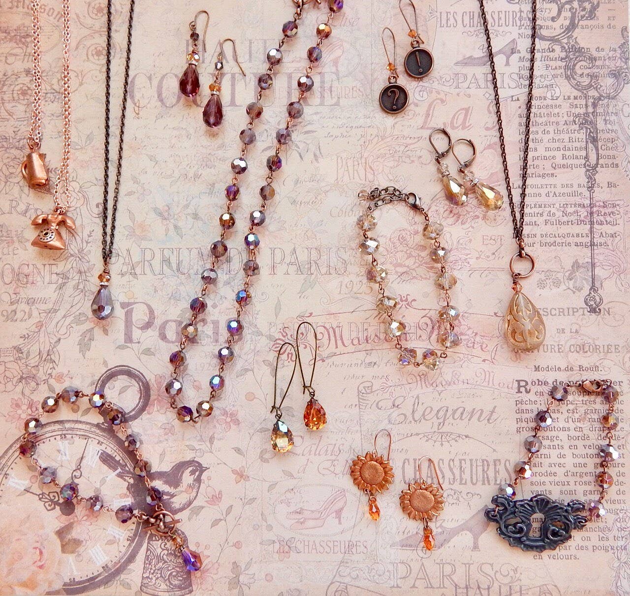 The green antique trunk - Wholesale Dangle Earrings - Nonie - Amethyst And Copper Teardrop Earrings - Purple Earri3