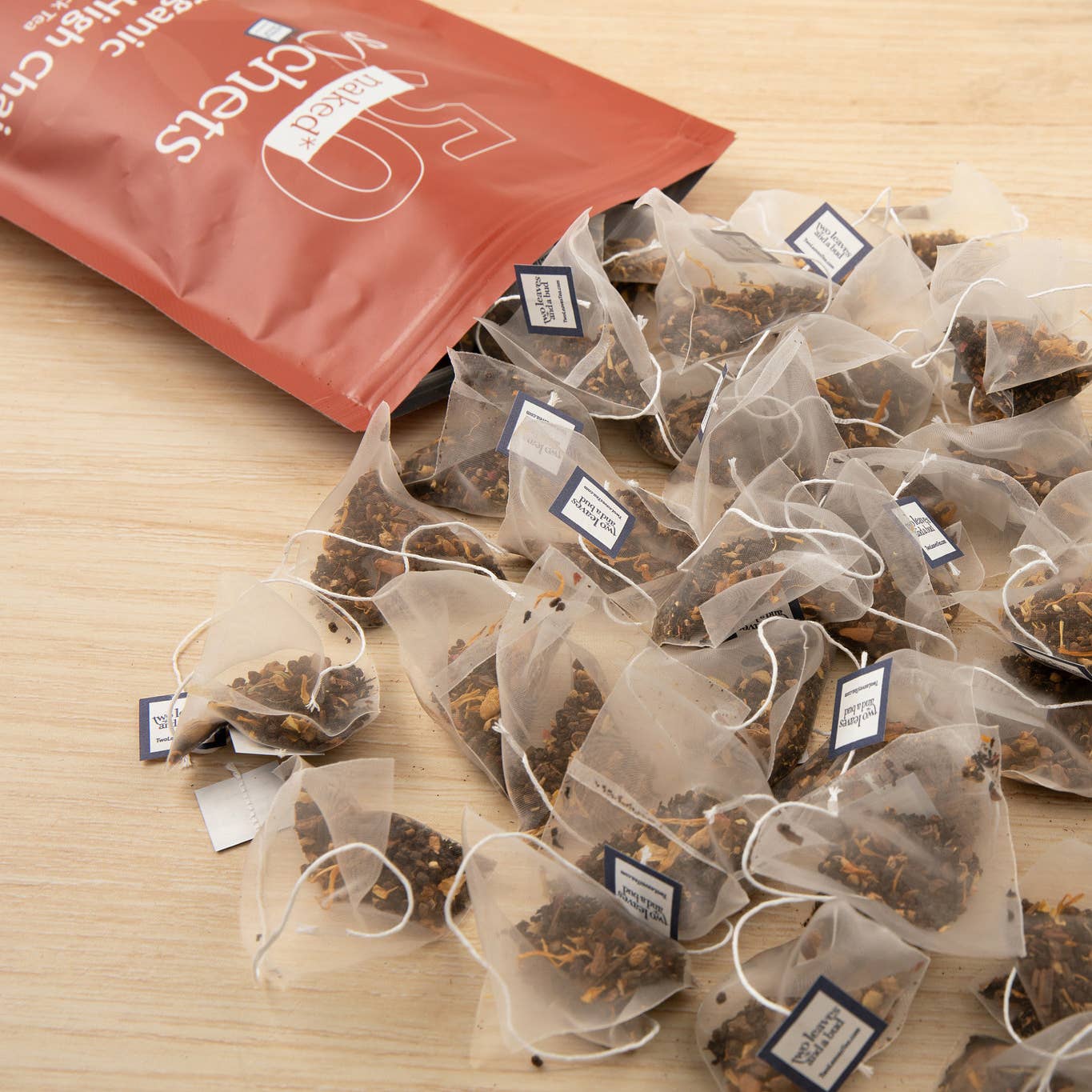 Two Leaves and a Bud - Wholesale Tea Bags - Organic Mountain High Chai - 50 Naked Tea Sachets2