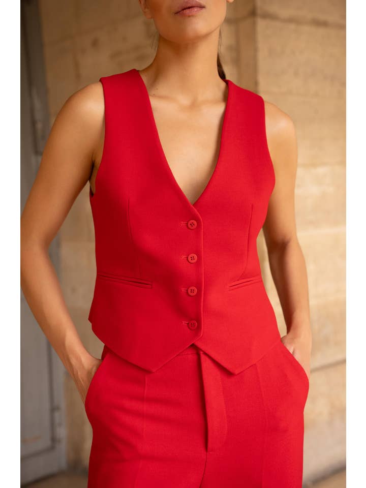 Attentif Paris – Colete de fato – Mulher por atacado – Colete ajustado de alfaiate em tecido de inverno17