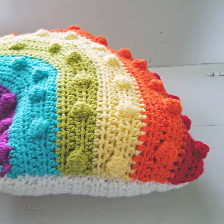 Just Tawny - Wholesale Throw/Decorative Pillow - Roy Gee Biv - Large Rainbow Crochet Pillow1