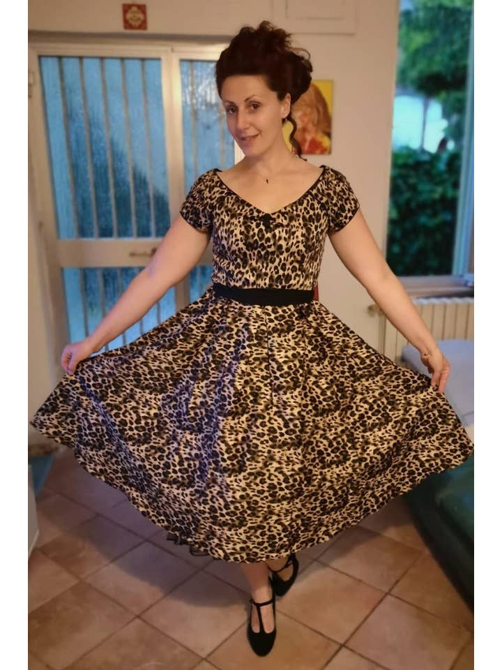 Dolly & Dotty - Wholesale Dress - Women's - Lily Off Shoulder Swing Dress in Leopard Print