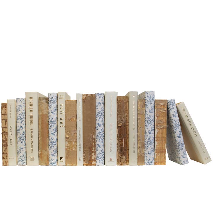 Decor Blue and Tan Books - Distressed Damask Mixed Media for wholesale by Booth & Williams