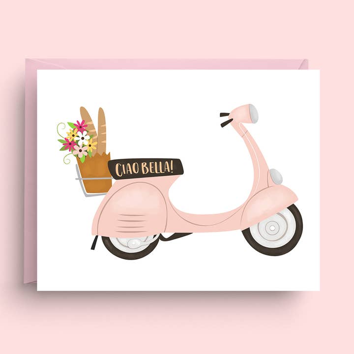 Ciao Vespa Stationery Note Card (Boxed Set of 6) for wholesale by Nicole Marie Paperie