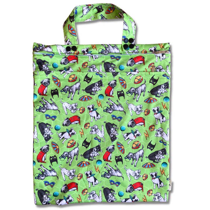 Earthside Eco Bums - Wholesale Wet Bag - Kids & Baby - 'Poochie Power' Premium Double Pocket Wet Bag