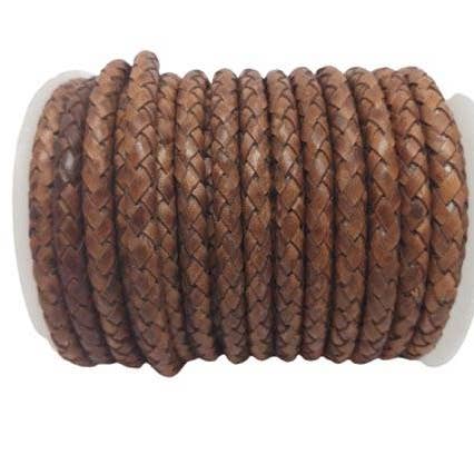 Corda in Pelle Intrecciata Rotonda Oslo - 6mm - Nocciola per la vendita all'ingrosso da parte di Sun Enterprises B.V.