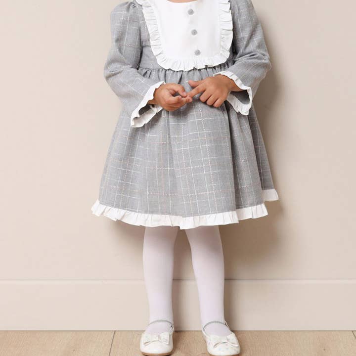 Elegant Grey Formal Girl Smock Dress-3-24M for wholesale by Omnis Pura