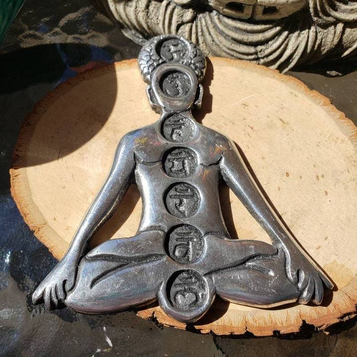 Metal Incense Burner, Large Cone Holder, 7 Chakra for wholesale by Liv Rocks